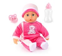 Bayer Design 93824BM Muñeco bebé Interactivo, Habla, Cuerpo Blando, Chupete, biberón, 38 cm