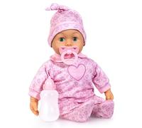 Bayer Design 93824CO Muñeco bebé Interactivo, Habla, Cuerpo Blando, Chupete, biberón, 38 cm