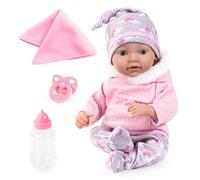 Bayer Design 93827AC Muñeca bebé Reborn, Recien Nacido muñeco Real, biberon, Chupete, Manta, 38 cm