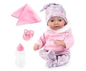 Bayer Design 93827AC Muñeca bebé Reborn, Recien Nacido muñeco Real, biberon, Chupete, Manta, 38 cm