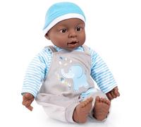 Bayer Design 94001AH Muñeco bebé interactiva, Muñeca, Interactive Baby, Niñas, 12 Sonidos de bebés, 40cm, con rizos, Cuerpo Blando, Piel Oscura