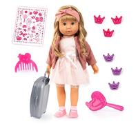 Bayer Design 94634AT Charlene muñeca interactiva con Pelo, ríe, con Sonido de Beso, muñeca Funcional, Cuerpo Blando, Ojos dormidos, Accesorios, 46 cm