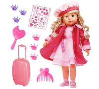 Bayer Design-94635AA Muñeca Funcional, Charlene Interactive con Pelo y Ojos de Dormir, Habla y Canta 90 Frases, 2 poemas y 8 Canciones, 46 cm, Mailerbox, Color Rosa (94635-UK)