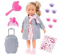 Bayer Design 94637AQ Muñeca interactiva con su Charlene, Habla francés, Cuerpo Suave, Cierra los Ojos, 46 cm, Maleta, Accesorios