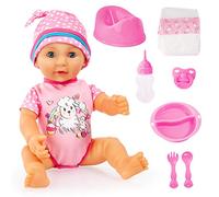 Bayer Design bebé, Lisa Newborn Baby, 40cm, muñeca de cuerpo duro con accesorios y ojos para dormir, color rosa con motivo de oveja (94073AD) , color/modelo surtido