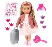 Bayer Design 94634AT Charlene muñeca interactiva con Pelo, ríe, con Sonido de Beso, muñeca Funcional, Cuerpo Blando, Ojos dormidos, Accesorios, 46 cm