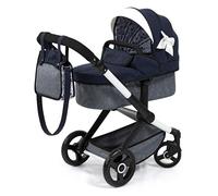 Bayer Design 17081AA Cochecito de muñeca Xeo, Carro para muñecos, Bolsa, Convertible, Regulable en Altura