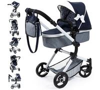 Bayer Design 18481AB Cochecito para muñecas Neo Vario, Carrito, Bolsa, Convertible, Plegable, Ajustable