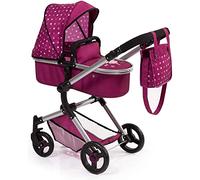 Bayer Design Design-18467AA 18467AA Cochecito de muñecas, Carro Neo Vario, Bolsa, Convertible, Plegable, Ajustable, Color Rojo con Hada y patrón, 52 cm