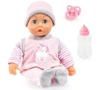 Bayer Design 93824CF muñeco con Sonidos de bebé, muñeca Interactive, blandito, Habla, Accesorios, Chupete, biberón, 38 cm