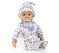 Bayer Design 93824CP Muñeco bebé Interactivo, Habla, Cuerpo Blando, Chupete, biberón, 38 cm