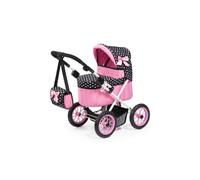 Bayer Design Muñecas: Cochecito - Corazones Negro y Rosa - Incluye Bolso Coordinado, para Muñecas hasta 18"