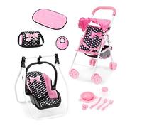 Bayer Design 21560AC Silla de Paseo para muñecas, Plegable, Ruedas Dobles, cinturón de Seguridad, Bolsa, Cambiador, Cuna, Accesorios para muñecas