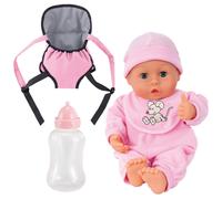 Bayer: My First: Words Baby Doll Carrier Set - Pink & Mouse Outfit - Hace 24 sonidos para bebs 13 """" Botella de mueca y transportista de nios de 3