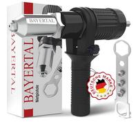 Bayertal® Juego de remachadora para taladros y atornilladores - 4 boquillas - Adaptador de remaches ciegos para metal, plástico y cuero - Construcción robusta - Alicates remachadores Premium