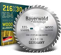 Bayerwald Werkzeuge HM - Hoja de sierra circular (216 x 2,6/1,6 x 30 mm, diente alterno (34 dientes), para Bosch GTS 635-216