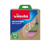 Vileda - Bayeta de microfibras recicladas, 100% microfibras, 3 bayetas hechas de botellas PET recicladas, multicolor