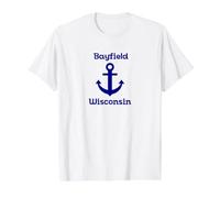 Bayfield Wisconsin Nautical Camiseta gráfica económica, Hombre, Blanco, XL