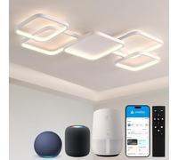 BAYHT - Lámpara de techo LED para salón (56 W, 6720 lm, 3000 - 6500 K, compatible con HomeKit, Alexa, Google e IFTTT, luz de techo regulable para dormitorio, salón, color blanco