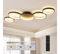 BAYHT Plafond lumineux LED pour salon Noir Plafonnier LED rond dimmable 50W 9500LM avec télécommande 3000K-6500K Adapté au salon, plafonnier de chambre à coucher