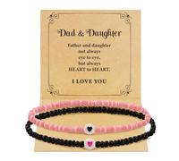 BAYLAY Pulseras a juego para papá e hija, madre e hija, papá e hijo, madre e hijo, tía y sobrina, día del padre, regalos de hija o hijo, 6+2, Piedra, No es una piedra preciosa