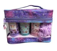 BAYLlS & Harding BeautiCOL0GY - Juego de regalo de burbujas de baño, loción corporal, crema de ducha y pulidor corporal, bolsa de cosméticos con temática cósmica de unicornio