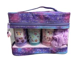 BAYLlS & Harding BeautiCOL0GY - Juego de regalo de burbujas de baño, loción corporal, crema de ducha y pulidor corporal, bolsa de cosméticos con temática cósmica de unicornio