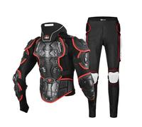 Baymate Cuerpo de Motocross con Almohadilla Transpirable Piezas de Protección de Moto Rodillera Equipo de Protección Armadura de Motocicleta (Set 2-Rojo,L)