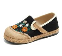 Baymate Espadrilles Bordadas para Mujer Slip-On Lino Zapatilla Transpirable Étnico Zapato Ligero Casual Plano