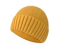 Baynetin Beanie Hat,Stretchy Soft Knitted Cuffed Winter Warm Classic Thermal Skullcap Fisherman for Men and Women Unisex (Amarillo)
