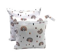 Baynetin Bolsa de Pañales Impermeable 2 PCS, Wetbag Reutilizable y Lavable con Cremallera para Ropa Húmeda y Seca, Organizador para Viaje, Guardería, Playa y Piscina (A-Arcoíris)