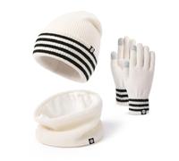 Baynetin Gorro Bufanda Guantes Set Caliente de Punto,Gorro de Punto con Puños y Forro Interior Cepillado Bufanda y Guantes Táctiles Set 3 en 1 para Mujere Deportes al Aire Libre