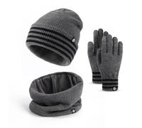 Baynetin Gorro Bufanda Guantes Set Caliente de Punto,Gorro de Punto con Puños y Forro Interior Cepillado Bufanda y Guantes Táctiles Set 3 en 1 para Mujere Deportes al Aire Libre