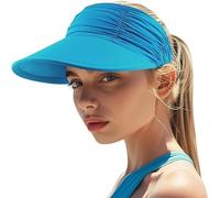 Baynetin Visera Mujer, Anti UV Gorra, Plegable Sombrero De Playa, Deportiva Protección UV, Duplica Protección de Piel, Sombrero de Sol para Juego, Deportivas para Exteriores (Z_Azul Pavo Real)
