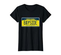 Bayside New York NY Queens - Matrícula de Barrio Camiseta gráfica económica, Mujer, Negro, XL
