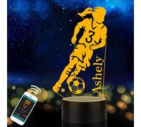 BayTec Luz de Fútbol Personalizada para Niños, Lámpara de Mesa con Nombre Personalizado para Niños, Hijo o Nieto, Luz LED de Juego de Fútbol para Cumpleaños, Halloween, Navidad, Año Nuevo