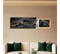 BAYTEWJX Decoración de Pared 3D de Arenisca con Luz LED,Escultura Mural Estereoscópica Moderna,Cuadro Decorativo Iluminado,para Saló Dormitorio y Entrada.(Light gray,42x150cm)