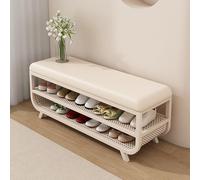 BAYTEWJX Hierro Banco-Zapatero Tabburete Pie de Cama Zapatero de Entrada de 2 Niveles Ahorra Espacio para Sala de Estar Pasillo.(80x35x45cm)
