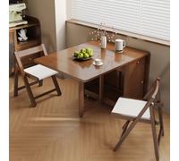 BAYTEWJX Mesa de Cocina Plegable Versátil,Mesa Plegable de Comedor de Madera,con Ruedas Universales,para Salas de Estar Oficinas.(Walnut,140x80x74cm)