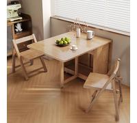 BAYTEWJX Mesa de Cocina Plegable Versátil,Mesa Plegable de Comedor de Madera,con Ruedas Universales,para Salas de Estar Oficinas.(Original Wood,140x80x74cm)