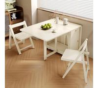 BAYTEWJX Mesa de Cocina Plegable Versátil,Mesa Plegable de Comedor de Madera,con Ruedas Universales,para Salas de Estar Oficinas.(Wit,140x80x74cm)