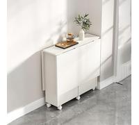 BAYTEWJX Mesa de Comedor Plegable Móvil Multifuncional Extensible Mesa de Madera con 6 Polea para Cocina Salón Espacios Pequeños Comedor.(120x80x75cm)