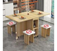 BAYTEWJX Mesa de Comedor Plegable Multifuncional Extensible Mesas Comedor Extensibles de Madera con Ruedas para Salón Cocina Espacios Pequeños.(Wood,140x60x77cm)