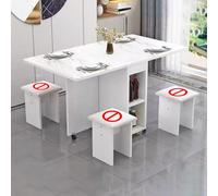 BAYTEWJX Mesa de Comedor Plegable Multifuncional Extensible Mesas Comedor Extensibles de Madera con Ruedas para Salón Cocina Espacios Pequeños.(White+White,120x60x77cm)