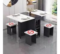 BAYTEWJX Mesa de Comedor Plegable Multifuncional Extensible Mesas Comedor Extensibles de Madera con Ruedas para Salón Cocina Espacios Pequeños.(Black+White,120x60x77cm)