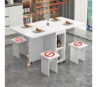 BAYTEWJX Mesa de Comedor Plegable Multifuncional Extensible Mesas Comedor Extensibles de Madera con Ruedas para Salón Cocina Espacios Pequeños.(Wit,140x60x77cm)
