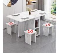 BAYTEWJX Mesa de Comedor Plegable Multifuncional Extensible Mesas Comedor Extensibles de Madera con Ruedas para Salón Cocina Espacios Pequeños.(White Pattern,120x60x77cm)