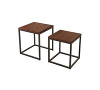 BAYTEWJX Nesting Center Coffee Table Wooden Square Coffee Table 1/2 Piece Low Rectangle Tea Wooden Table with Iron Legs Easy to Assemble Side Table for Small Spaces Home Office Bedroom.