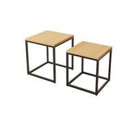 BAYTEWJX Nesting Center Coffee Table Wooden Square Coffee Table 1/2 Piece Low Rectangle Tea Wooden Table with Iron Legs Easy to Assemble Side Table for Small Spaces Home Office Bedroom.