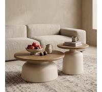 BAYTEWJX Round Coffee Table Set of 2,Modern Wood Round Center Coffee Table